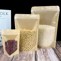 Vente en gros de pochettes en papier kraft brun transparent et arrière avec fermeture à glissière pochettes d'emballage alimentaire en papier pour haricots et bonbons