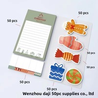 Bloc-notes en papier à thème de Noël transfrontalier, papeterie en forme de bloc-notes, notes autocollantes, autocollants pour journalisation, ensemble combiné de dessins animés pour le bureau, 50 pièces