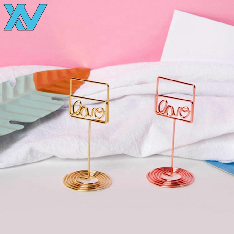 Металлическое покрытие креативная любовь форма держатель карты фото зажим для записей металлическая проволока Свадебный держатель (золото/розовое золото)