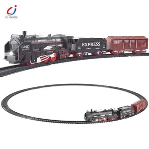 Chengji trem de brinquedo clássico, estilo retrô, modelo de simulação, trem elétrico, conjunto de ferroviário de natal, brinquedo elétrico