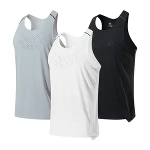 Vendedores Chaleco de maratón ligero Sin mangas Secado rápido Fitness Tank Top Hombres Gym Stringer Tank Top Culturismo