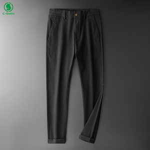 <span class=keywords><strong>Pantalon</strong></span> en coton personnalisé pour hommes, coupe ajustée, <span class=keywords><strong>pantalon</strong></span> chino décontracté extensible de couleur unie pour hommes, pantalons de travail - Product Image 2