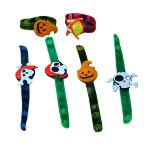 Hot Halloween glow watch with led flash wrist strap cross-border children's soft rubber toy silicone bracelet cartoon gift