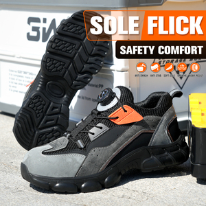 Rotating Buttons Safety <b>Shoes</b> <b>Men</b> Waterproof Steel Toe Safety Boots <b>Work</b> Boots <b>Men</b> Anti-smash Anti-puncture New Protective <b>Shoes</b> - Product Image 3