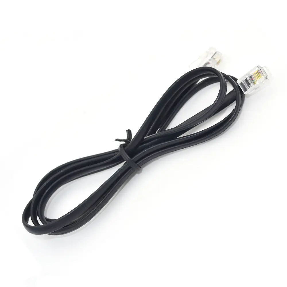 4FT Black RJ9 4P4C Male to Male Straight Wired Cable Voice Phone Line Cord