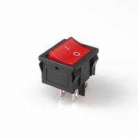 Interruptor Basculante 22x19.5 KCD5-201N con Luz Roja e Iluminación DPST 125V/250V 6A/10A 10000 Ciclos, Carcasa de Latón PA66, Conexión Rápida