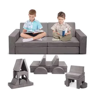 Sofa bermain anak-anak busa balita dalam ruangan kustom Sofa Modular untuk ruang tamu set permainan lembut untuk anak laki-laki dan perempuan