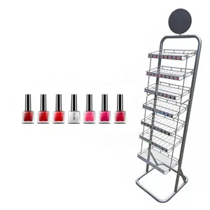 Custom Beauty Shop 7 Layer Floor Standing Essential Oil Perfume Nail Polish Bottle Metal Display Rack Stand