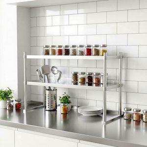 Tavolo da Lavoro Professionale in Acciaio Inox per Cucina con Mobile e Lavello, Finitura Lucida, Alta Capacità, Modulare per Cucine Commerciali - Product Image 5