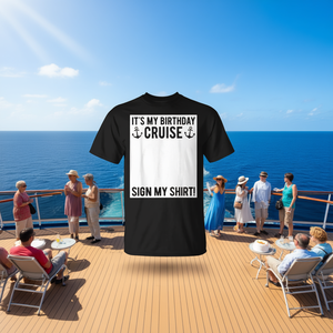 T-shirt It's My Birthday Cruise Sign My Shirt, per adulti, unisex, nera - Product Image 2
