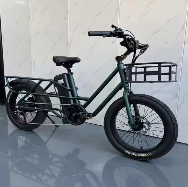 Electric Cargo Bike 48V Brushless Rear Hub Motor 750W Lithium Battery 7-Speed Steel Frame 20" Wheels Hydraulic Disc Brakes