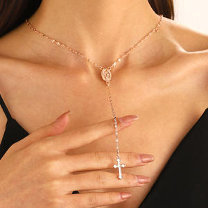 Popüler çapraz uzun zincir kolye kadın paskalya takı püskül bakire Mary kolye kolye - Product Image 3