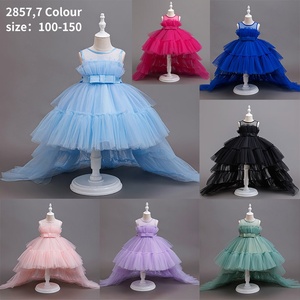 Abito da Principessa per Bambine con Coda Lunga Staccabile, <span class=keywords><strong>Vestito</strong></span> da Damigella con Sfumature di Colore in Tessuto Poliestere/Cotone e Rete - Product Image 4