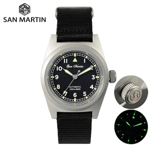 San Martin SN029-G V2 Piloter Simple Vintage Watch Men's Automatic Mechanical Watches <b>Spray</b> Sand Case 20Bar <b>Waterproof</b> - Product Image 1