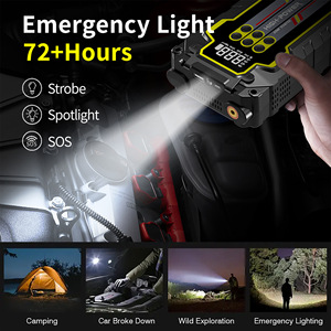 Démarreur portable 16000 mAh 150 PSI avec lumière LED, outils d'urgence pour voiture et camion, gonfleur de pneus 2000A, compresseur d'air compatible - Product Image 4
