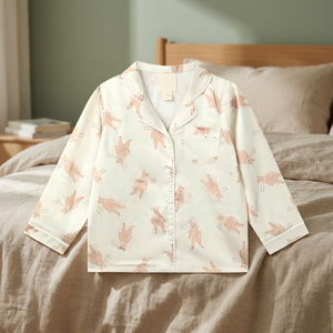 Conjunto de Pijama de Manga Larga Personalizable de Poliéster para Niñas, Ropa de Dormir Transpirable de Secado Rápido con Cintura Elástica para Niños - Product Image 2