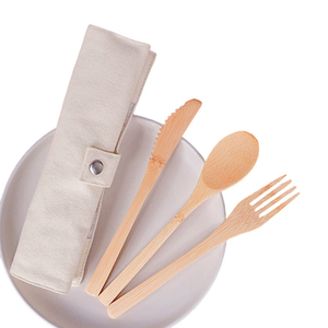 Juego de Cubiertos de Bambú Personalizable con Logotipo/Bolsa de Viaje, Cuchara, Tenedor, Palillos y Pajita de Alta Calidad, con Estuche - Product Image 3
