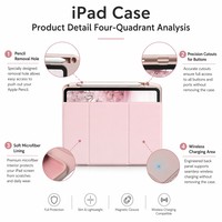 Étui souple en TPU pour tablette iPad 10e génération 10,9 pouces 2022 et iPad 11e génération A16 2025 avec support intelligent pliable et emplacement pour stylet intégré