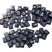 Tuiles de Mahjong Américaines Personnalisées en Acrylique à Trois Couches, Motif Ciel Étoilé Exquis, 160 Pièces, Boîte de Jeu d'Échecs et de Cartes