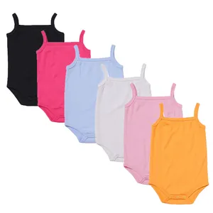 Wholesales Cute sleeveless romper children clothes solid onesie children girl clothes newborn custom bodysuits children cute rompers