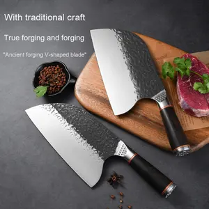 سكين مطبخ 9*8 بوصة بمقبض أسود من خشب الصندل معدن قديم مزور للجزارين - Product Image 2