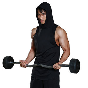 Kaus otot logo kustom <span class=keywords><strong>Hoodie</strong></span> Pria Tank Top Gym pakaian kebugaran tanpa lengan - Product Image 4