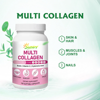Gélules de collagène multi-sources OEM/ODM pour femmes : favorisent la beauté des cheveux, des ongles et de la peau, supplément de peptides et de vitamine C
