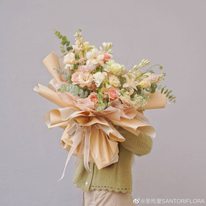 Papel de regalo de dos tonos personalizado para ramos de flores Papel de regalo de flores naranjas de lujo al por mayor para floristas - Product Image 6