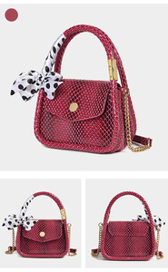 Bolso de hombro de cuero PU para mujer, Mini bolso portátil con bufanda, de lujo, 2023 - Product Image 2