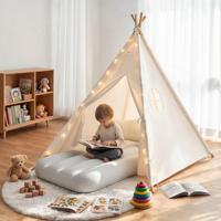 Tente tipi pliable en toile de coton pour enfants, idéale pour les fêtes et les nuits passées, vente en gros
