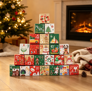 Calendrier de l'Avent de Noël en forme de dessin animé, 24 petites boîtes cadeaux en papier, DIY, sapin de Noël empilable, boîte surprise compte à rebours - Product Image 6