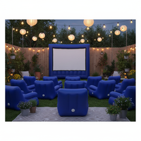 Fauteuil de cinéma gonflable portable en PVC bleu pour l'extérieur, sièges pliables pour canapé TV, pour écran de cinéma gonflable