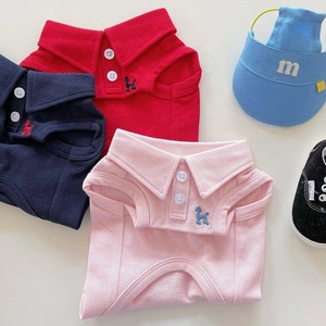 เสื้อโปโลบางและระบายอากาศได้ดีสีทึบฤดูใบไม้ผลิ/ฤดูร้อนสำหรับสุนัขเล็ก-เสื้อสำหรับแมวและสุนัขและสองขาสัตว์เลี้ยง - Product Image 1
