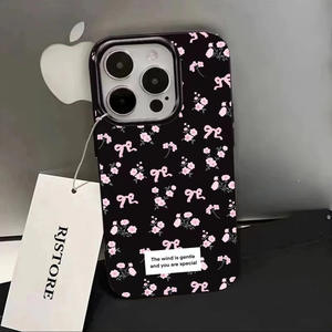 Custodia per telefono con motivo floreale a schermo intero retrò di lusso per 17Promax 16E 16 15 14 13 12 <span class=keywords><strong>11</strong></span> <span class=keywords><strong>Pro</strong></span> Max 16 Plus <span class=keywords><strong>Cover</strong></span> antiurto <span class=keywords><strong>nera</strong></span> - Product Image 2