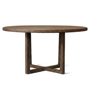 Curved Leg Oak Wood <b>Round</b> Dining <b>Table</b> American <b>White</b> Oak Natural Texture Furniture for Contemporary Home Decor - Product Image 1