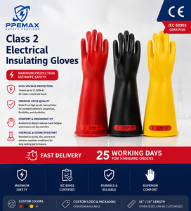 Luvas Isolantes de Proteção Contra Choque Elétrico Classe 2, Luvas de Isolamento Elétrico 17kv em Borracha de Látex Sob Medida - Product Image 1