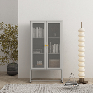 메타 L홈 오피스 거실 캐비닛 주방 사이드보드 수납장 책장 디스플레이 메쉬 도어 스틸 캐비닛 - Product Image 2