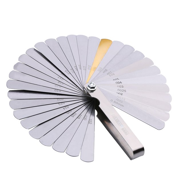 Stainless Steel Feeler Gauge Dual Marked Metric and Imperial Measuring Tool(0.04-0.88 Mm, 32 Blades)
