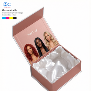 Luxury Custom Logo Magnetic Folding Rigid Cardboard Packaging Box Glossy Lamination Recycled Materials for <b>Wigs</b> Hair Extensions - Product Image 2