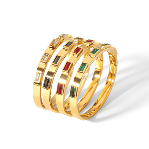 Pulsera de Cristal con Baño de Oro de 18K, Diseño Geométrico con Canal, Joyería para Mujer, Uso Diario - Product Image 5