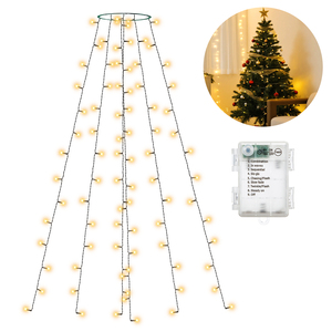 Aigostar 108 LED 1.8m luci dell'albero di Natale IP44 impermeabile a forma di fiocco di neve bianco caldo con 8 modalità - Product Image 1