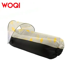 Woqi Hot Bán ngoài trời có thể gập lại Inflatable di động sofa với canopy bãi biển cắm trại in Inflatable Sofa giường