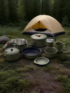 Batterie de cuisine de camping, <span class=keywords><strong>kit</strong></span> compact en acier inoxydable 304 pour casseroles et poêles de plein air pour la randonnée, le pique-nique et le camping. - Product Image 6