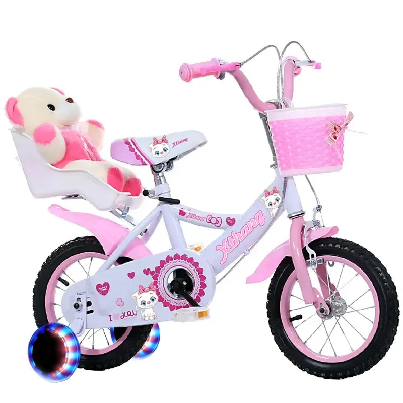 XTH nouveau design style fleur 12 "14" 16 "bébé filles enfants vélo vélo avec siège de poupée pour 4 5 6 7 ans