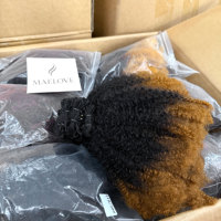 Maelove 7PCS T1B/30 #   Mèches de cheveux synthétiques mélangés pour tissage, extensions capillaires mixtes
