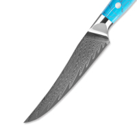 Couteaux de cuisine professionnels japonais KEENHOPE, ensemble de 4 pièces, acier Damas, cœur AUS-10, couteau à steak de 5 pouces, manche en résine turquoise