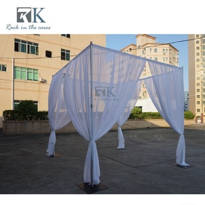 6ft-10ft ขาตั้งเสาผ้าม่านทรงสี่เหลี่ยมพร้อมอุปกรณ์ประกอบงานแต่งงานผ้าชีฟองสีขาว - Product Image 3