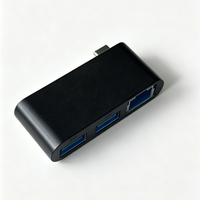 Hub USB-C 4-en-1 prêt à être expédié avec adaptateur Ethernet RJ45 et 3 ports USB 2.0 pour clavier mécanique, souris et station d'accueil pour ordinateur portable