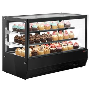 Vitrine réfrigérée de comptoir GGM Gastro - 160 litres - 900 mm - avec 2 étagères en verre - Rectangulaire - Noir - Product Image 1