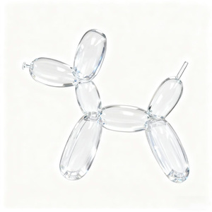 Scultura Moderna di Cane Palloncino in Resina Trasparente Fatta a Mano, Arte da Collezione - Product Image 2